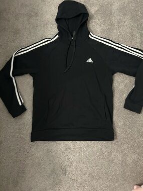adidas Black Hoodie with White Inner Trim